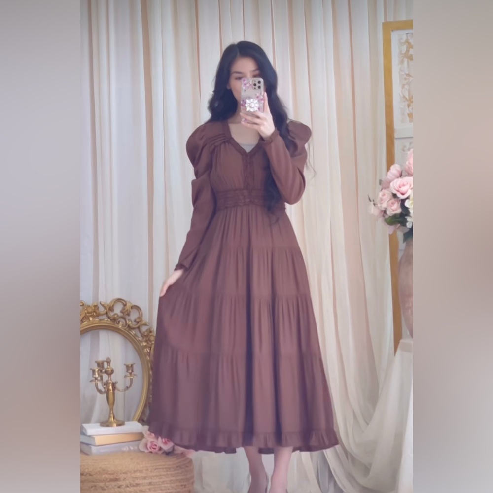 by the River Brown Maxi Dress Size S